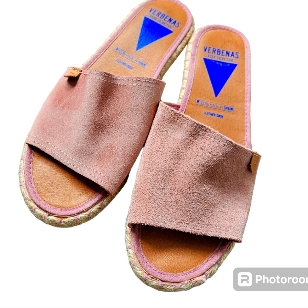 Verbenas Andrea pink leather sandals size 7.5